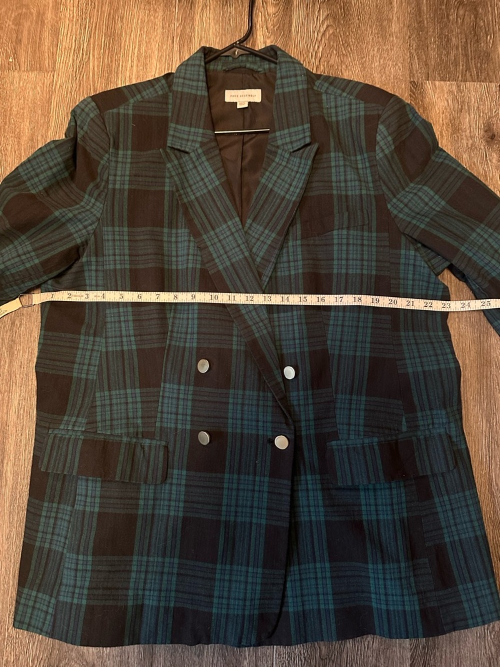 Heritage Plaid Double-Breasted Blazer Jacket - Teal/Black XXXL - Picture 5 of 9